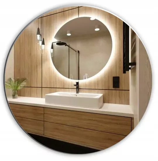 Lustro led 110 cm okrągłe podświetlane wodoodporne ledy 120 diod/m Premium 750096
