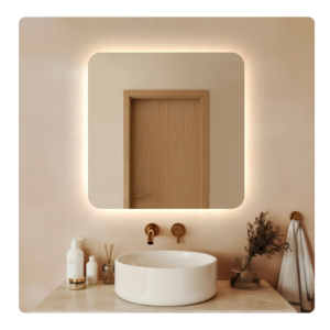 Lustro led 110×110 cm zaokrąglone rogi podświetlane ledowe + cob 480 diod/m 930283