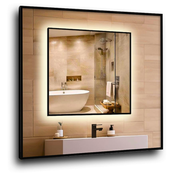 Lustro led 120x120 w czarnej ramie aluminiowej mat loftowe wodoodporne ledy 740353
