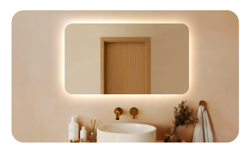 Lustro led 120x70 cm zaokrąglone rogi podświetlane ledowe + cob 480 diod/m 930273