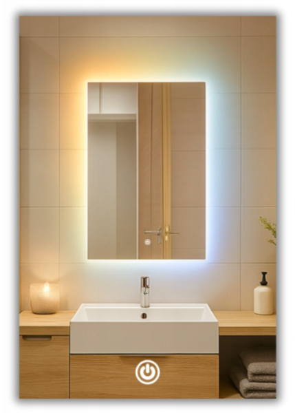 Lustro Led 40x60 Cob 608 Diod/M ~ 3 Barwy ~ Ledowe Podświetlane + Włącznik 740121