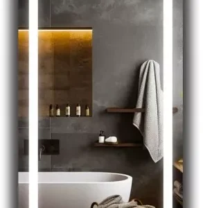 Lustro led 40×80 owalne podświetlane 120 diod/m piaskowane owal łazienkowe 742315 Lustro led 40×80 owalne podświetlane 120 diod/m piaskowane owal łazienkowe 742315