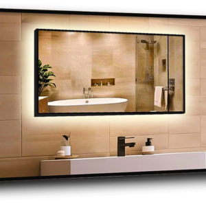 Lustro led 60x40cm w czarnej ramie aluminiowej mat loftowe wodoodporne ledy 741117