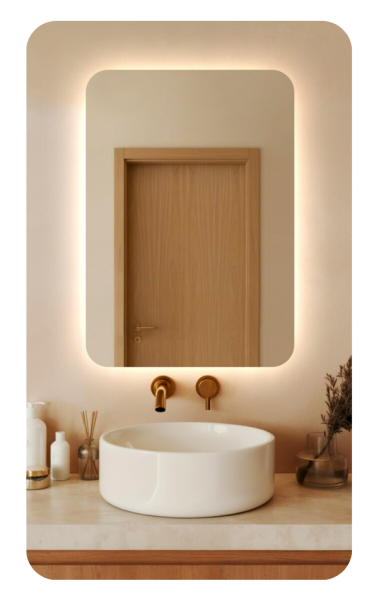 Lustro led 60x90 cm zaokrąglone rogi podświetlane ledowe + cob 480 diod/m 930295