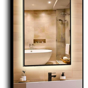 Lustro led 70×80 w czarnej ramie aluminiowej mat loftowe wodoodporne ledy 741073