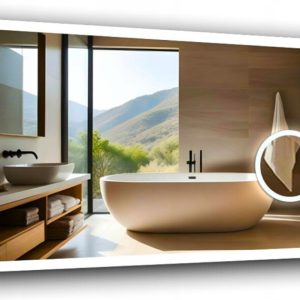 Lustro led 80×70 cm cob z lusterkiem kosmetycznym do makijażu piaskowane 791501 Lustro led 80×70 cm cob z lusterkiem kosmetycznym do makijażu piaskowane 791501