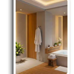 Lustro led 90×110 zaokrąglone rogi piaskowane podświetlane + cob 480 diod 937237