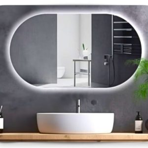 Lustro led 90×70 owalne podświetlane łazienkowe ledowe premium 742438