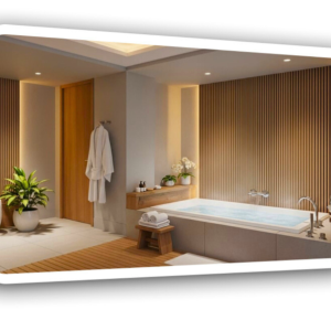 Lustro led 90×80 cm zaokrąglone rogi piaskowane podświetlane + cob 480 diod 937239