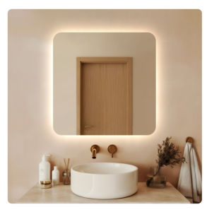 Lustro led 90×90 cm zaokrąglone rogi podświetlane ledowe + cob 480 diod/m 930252