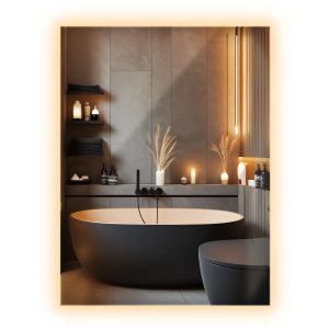 Lustro LED designerskie eleganckie z ciepłym światłem 80 x 60 cm 892386 Lustro LED designerskie eleganckie z ciepłym światłem 80 x 60 cm 892386
