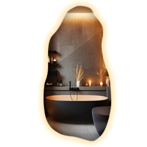 Lustro LED nieregularne ciepła barwa 50 cm x 100 cm Wallfluent 879848 Lustro LED nieregularne ciepła barwa 50 cm x 100 cm Wallfluent 879848
