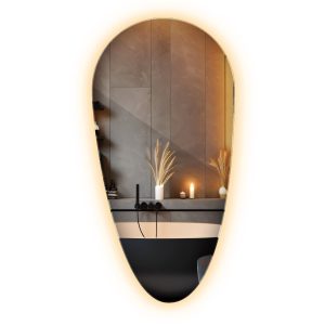 Lustro LED nieregularny owal, nowoczesne z ciepłym światłem 35 x 70 cm 1018866