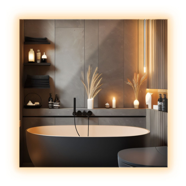 Lustro LED nowoczesne z ciepłym światłem dekoracyjne 50 x 50 cm 892390