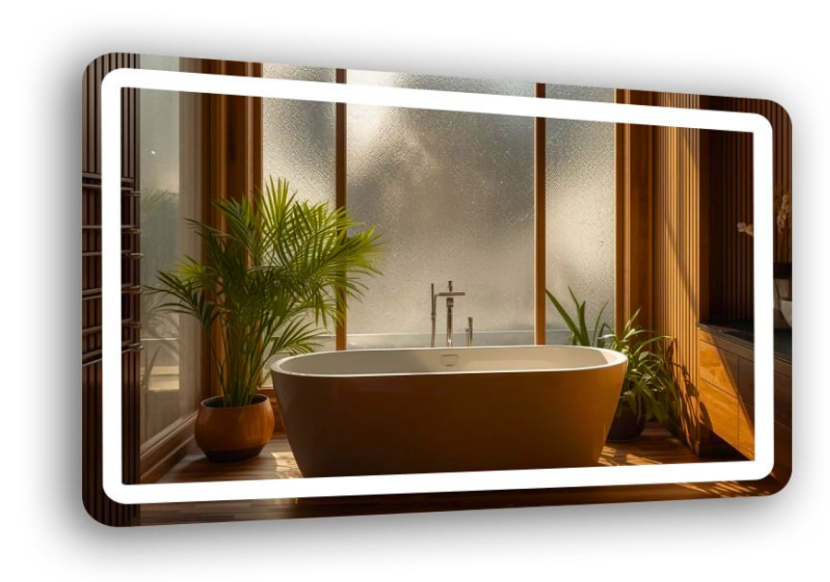 Lustro Led Zaokrąglone Rogi 100x50cm Podświetlane Piaskowane + COB 480 diod 1097966