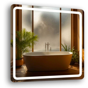 Lustro Led Zaokrąglone Rogi 120×120 Podświetlane Piaskowane + COB 480 Diod 1098011 Lustro Led Zaokrąglone Rogi 120×120 Podświetlane Piaskowane + COB 480 Diod 1098011