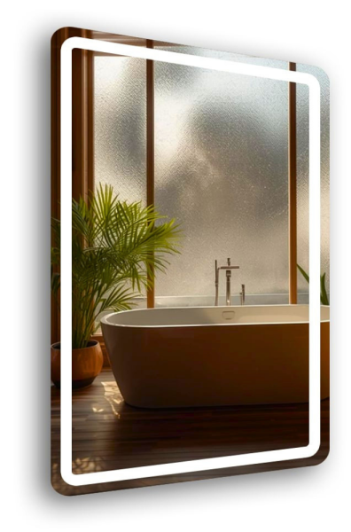 Lustro Led Zaokrąglone Rogi 60x70cm Podświetlane Piaskowane + COB 480 diod 1097963