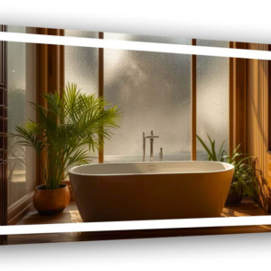 Lustro Led Zaokrąglone Rogi 90×60 cm Podświetlane Piaskowane + COB 480 diod 1097969 Lustro Led Zaokrąglone Rogi 90×60 cm Podświetlane Piaskowane + COB 480 diod 1097969