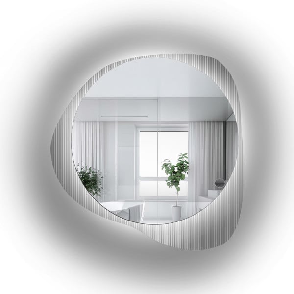 Lustro na szkle ornamentowym estriado z podświetleniem - LUXORA ELEGRA LED 818035