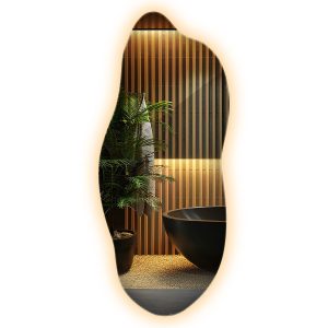 Lustro Nieregularne LED do Łazienki 35×80 cm Ciepłe Nowoczesne Wallfluent 865362 Lustro Nieregularne LED do Łazienki 35×80 cm Ciepłe Nowoczesne Wallfluent 865362