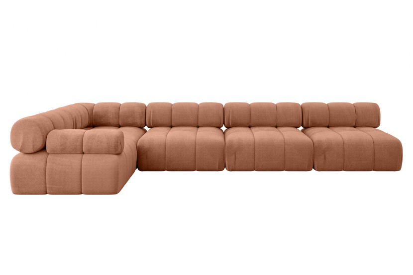 Narożnik lewostronny modułowy MENDE-L3 380x190x70 cm Morelowy 684264
