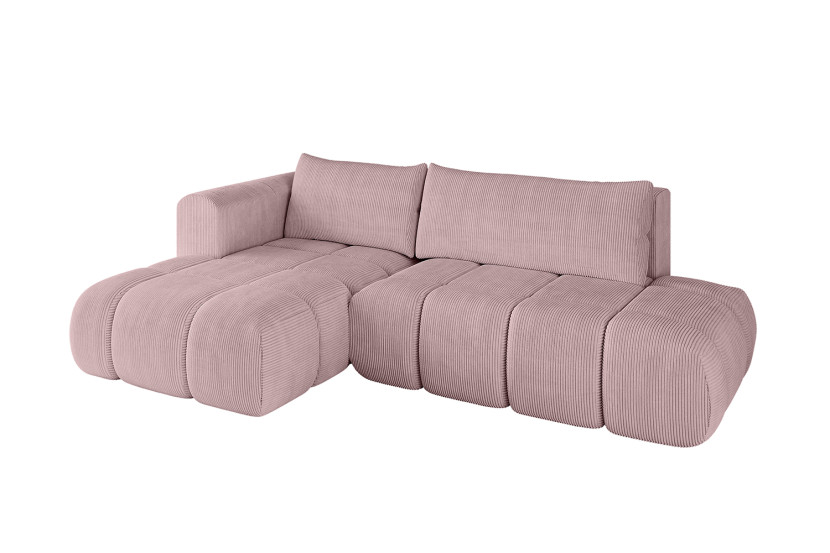 Narożnik lewostronny z funkcją spania CLOUD-L 280x185x90 cm Różowy 726628