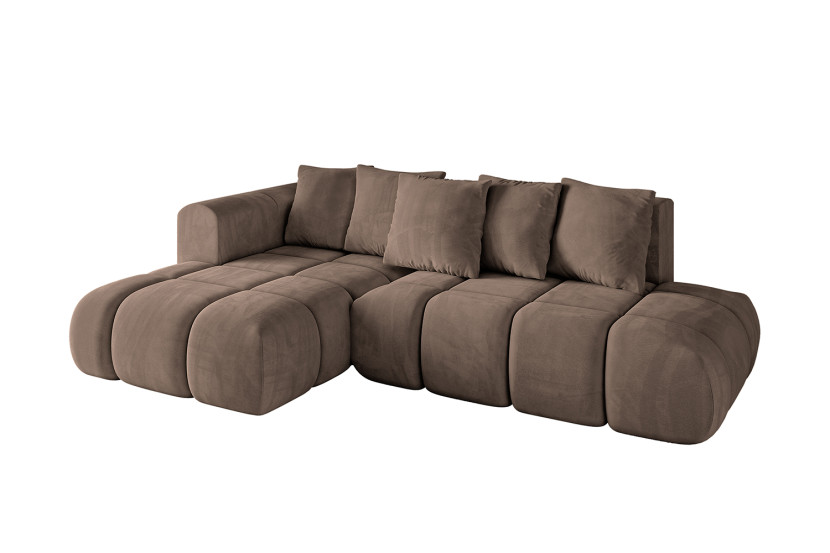 Narożnik lewostronny z funkcją spania CLOUD-L-v1 280x185x90 cm Brązowy 725111