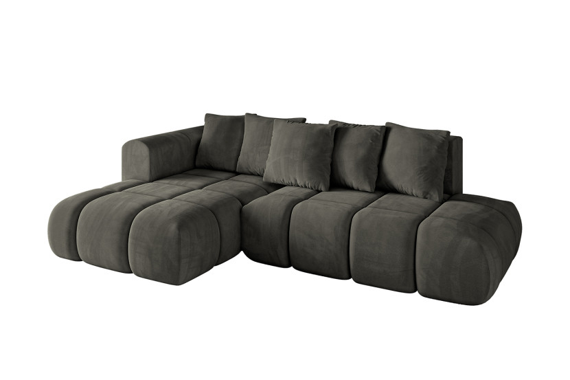 Narożnik lewostronny z funkcją spania CLOUD-L-v1 280x185x90 cm Czarny 725113