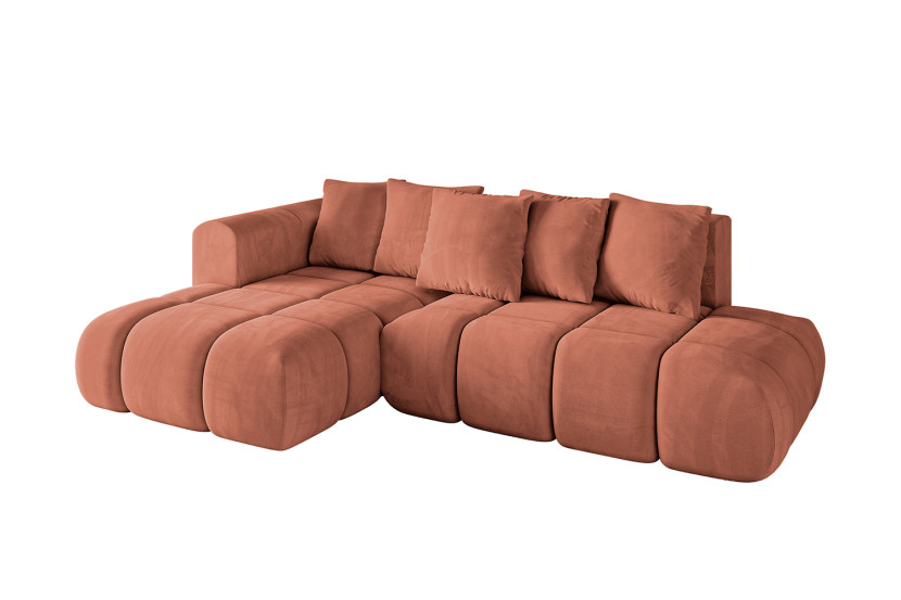 Narożnik lewostronny z funkcją spania CLOUD-L-v1 280x185x90 cm Morelowy 725086