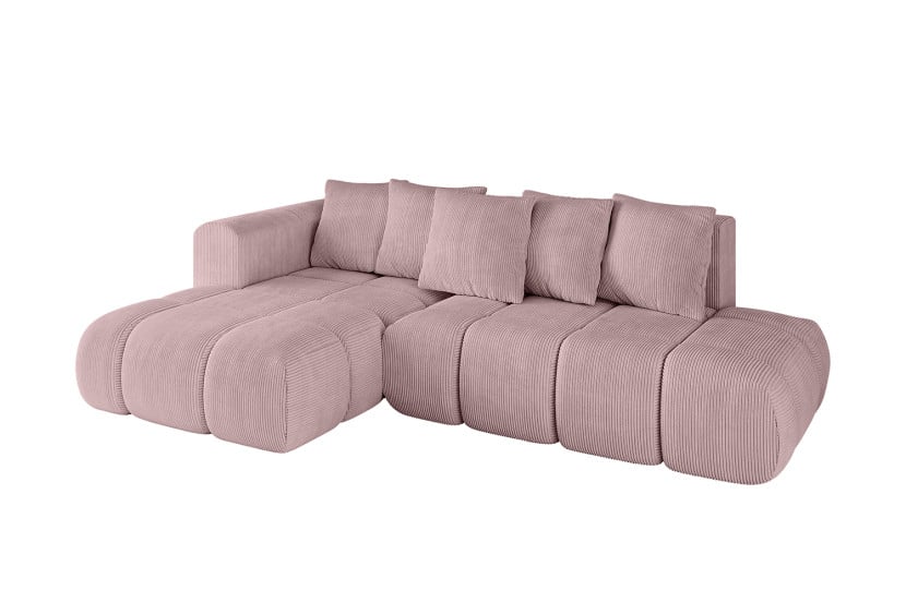 Narożnik lewostronny z funkcją spania CLOUD-L-v1 280x185x90 cm Różowy 725100