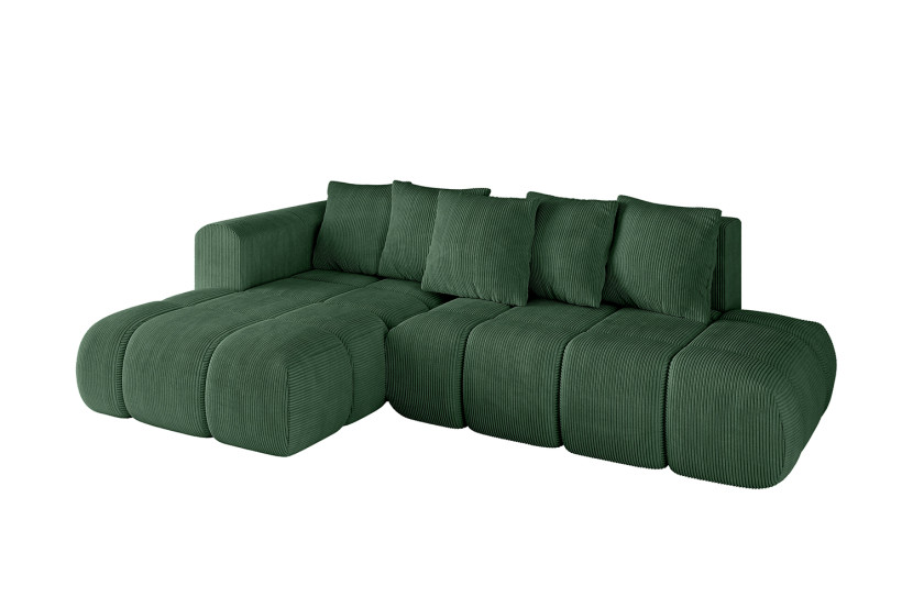 Narożnik lewostronny z funkcją spania CLOUD-L-v1 280x185x90 cm Zielony 725156