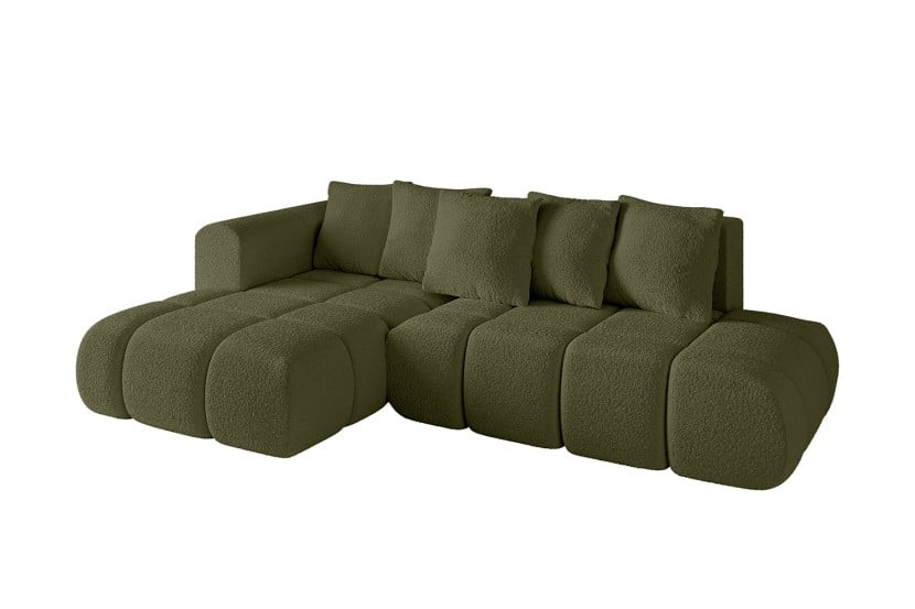 Narożnik lewostronny z funkcją spania CLOUD-L-v1 280x185x90 cm Zielony 725123