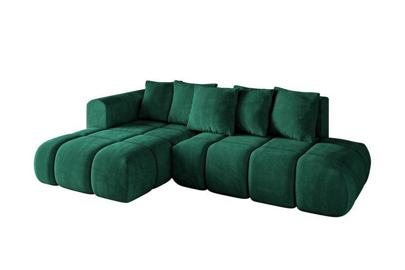 Narożnik lewostronny z funkcją spania CLOUD-L-v1 280x185x90cm Ciemnozielony 725075
