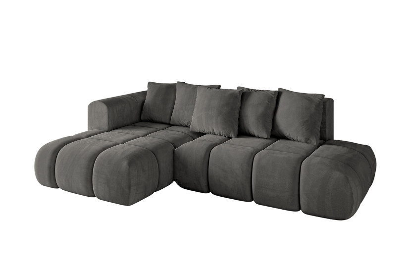 Narożnik lewostronny z funkcją spania CLOUD-L-v1 280x185x90cm Ciemny szary 725069