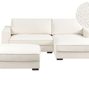 Narożnik lewostronny z otomaną boucle złamana biel 716372 Narożnik lewostronny z otomaną boucle złamana biel 716372