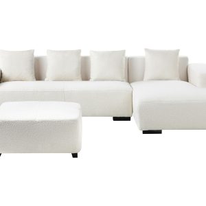 Narożnik lewostronny z otomaną sofa boucle biała 939109 Narożnik lewostronny z otomaną sofa boucle biała 939109