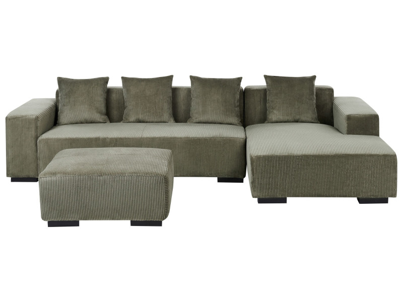 Narożnik lewostronny z otomaną sofa zielona 939106