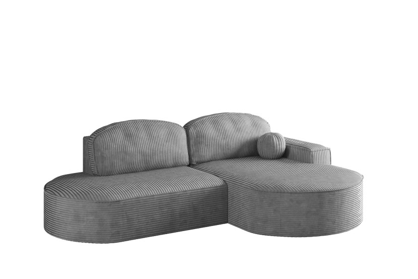 Narożnik Modena Runden z funkcją spania, tkanina Poso Srebrny Prawy 722948