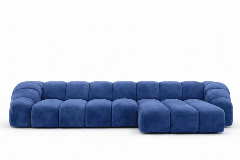 Narożnik modułowy L, welur Bluvel, Atramentowy, Prawy, CROISSANT XL 969642