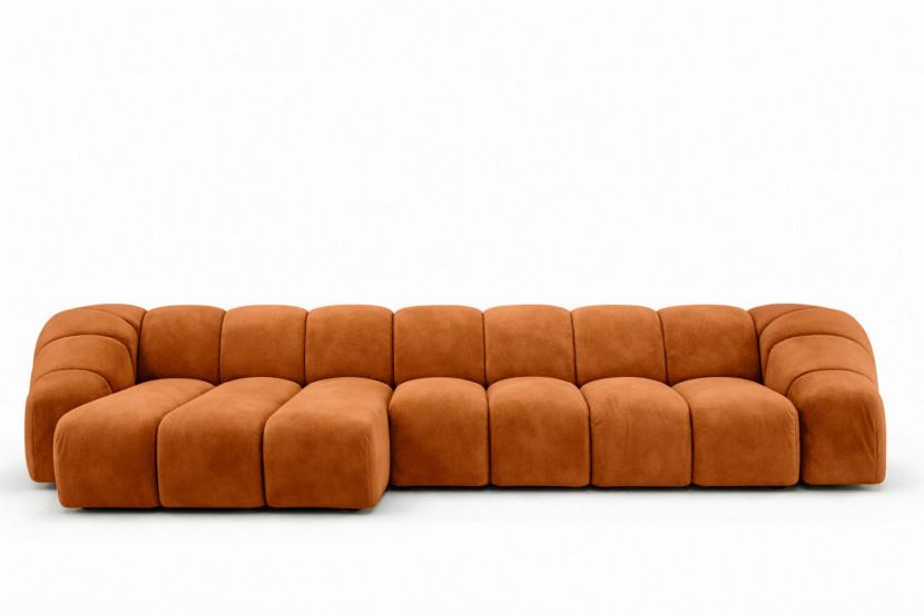 Narożnik modułowy L, welur Bluvel, Cynamonowy, Lewy, CROISSANT XL 969612