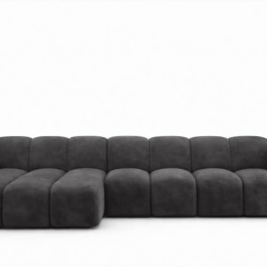 Narożnik modułowy L, welur Bluvel, Czarny, Lewy, CROISSANT XL 969641 Narożnik modułowy L, welur Bluvel, Czarny, Lewy, CROISSANT XL 969641