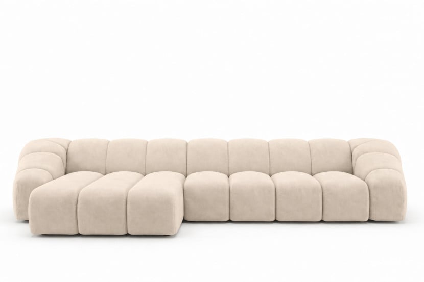 Narożnik modułowy L, welur Bluvel, Kremowy, Lewy, CROISSANT XL 969636