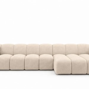 Narożnik modułowy L, welur Bluvel, Kremowy, Prawy, CROISSANT XL 969649 Narożnik modułowy L, welur Bluvel, Kremowy, Prawy, CROISSANT XL 969649