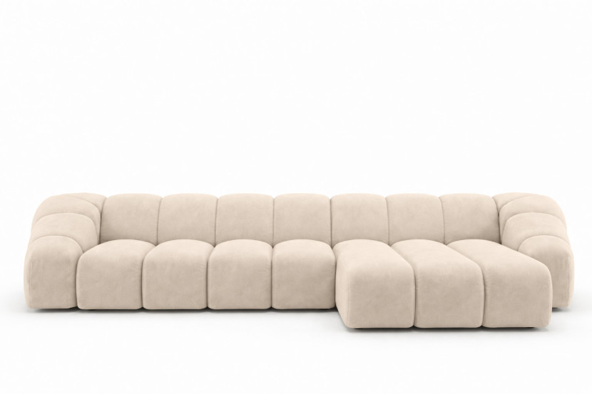Narożnik modułowy L, welur Bluvel, Kremowy, Prawy, CROISSANT XL 969649