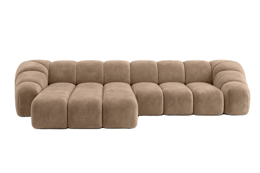 Narożnik modułowy L, welur Bluvel, Latte, Lewy, CROISSANT L 969763