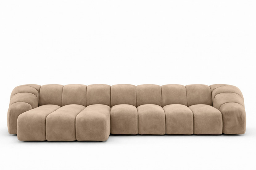 Narożnik modułowy L, welur Bluvel, Latte, Lewy, CROISSANT XL 969639