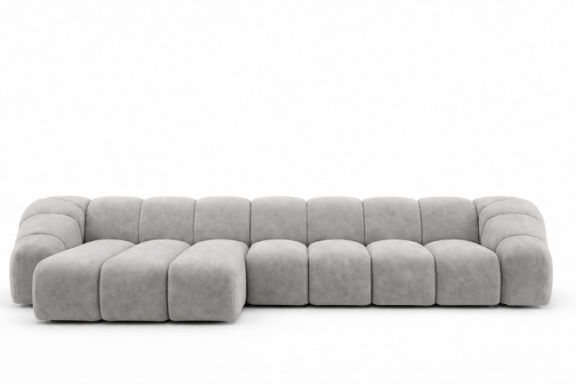 Narożnik modułowy L, welur Bluvel, Szary, Lewy, CROISSANT XL 969626
