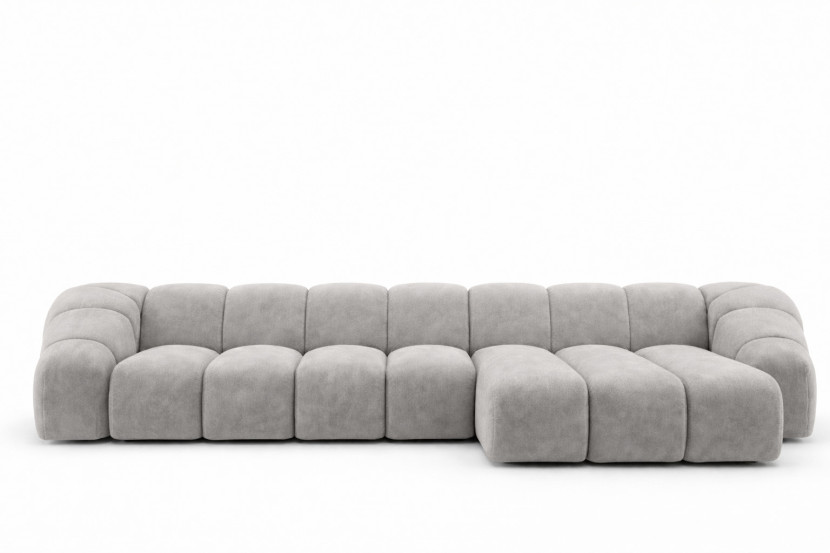 Narożnik modułowy L, welur Bluvel, Szary, Prawy, CROISSANT XL 969622