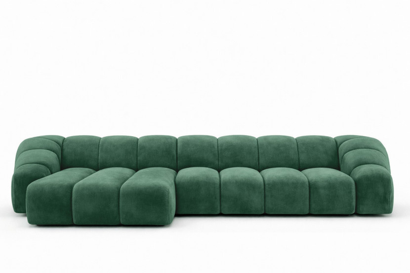 Narożnik modułowy L, welur Bluvel, Zielony, Lewy, CROISSANT XL 969643