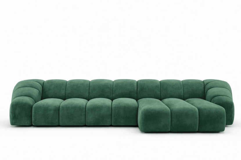 Narożnik modułowy L, welur Bluvel, Zielony, Prawy, CROISSANT XL 969648